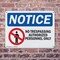 Signmission No Trespassing Authorized Personnel OSHA Notice Sign, Plastic, 10in W x 7in L, 2PK OS-2PACK-NS-P-710-L-14910 - alternate 5